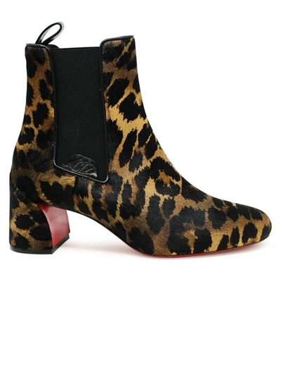 Christian Louboutin Womens Brown Turelastic Leopard-print Suede Heeled Ankle Boots