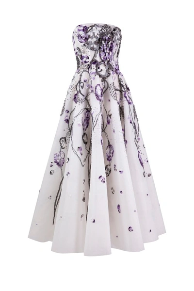 Saiid Kobeisy Beaded Tulle Midi Dress In Multi
