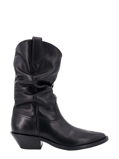 Maison Margiela Tabi Western 中跟皮质短靴 In Black