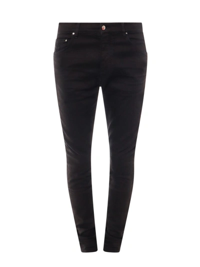 Amiri Stretch Cotton Jeans With Used Effect In Negro