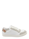 BURBERRY LEATHER AND SUEDE SNEAKERS WITH PATCH WITH CHECK MOTIF