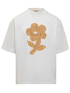 Marni Short-sleeve T-shirt With Large Flower Graphic And Relaxed Fit In White