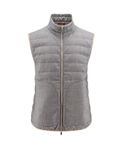 Brunello Cucinelli Padded Sleeveless Jacket In Grey