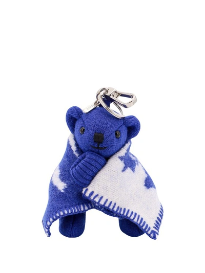 Burberry Wool Key Ring With Thomas Bear In Blue