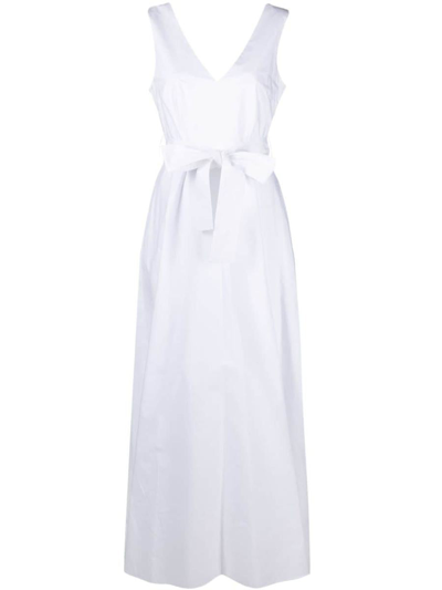 P.a.r.o.s.h. V-neck Flared Maxi Dress In Bianco