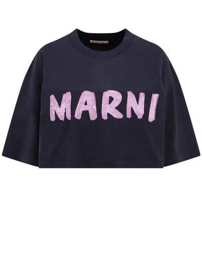 MARNI COTTON T-SHIRT WITH FRONTAL LOGO
