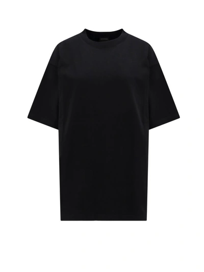 Balenciaga Cotton T-shirt With Rhinestones Back Logo In Black