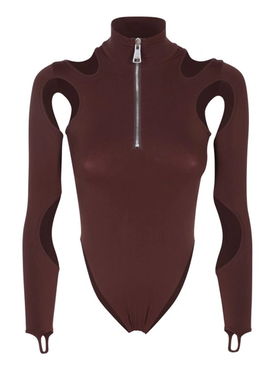 Andreädamo Brown Body Top With Cut-out