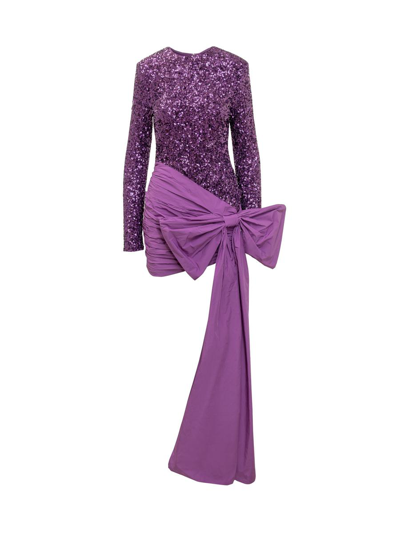 Rotate Birger Christensen Rotate Bow Dress In Purple