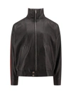 ALEXANDER MCQUEEN LEATHER JACKET WITH CONTRASTING BANDS