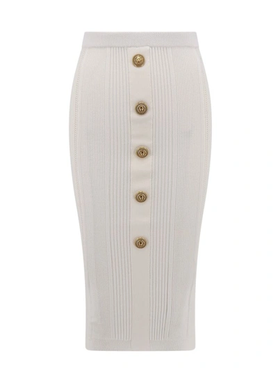 BALMAIN RIBBED SUSTAINABLE VISCOSE SKIRT