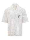 Ferragamo Short-sleeved Striped Shirt In White