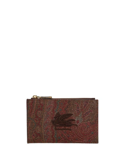 Etro Paisley Fabric Card Holder In Black