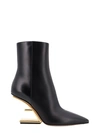 FENDI LEATHER ANKLE BOOTS WITH O'LOCK SLIDER