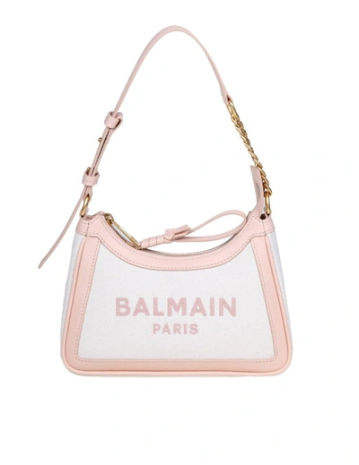 Balmain B-army 26 Bag In Canvas And Leather In White