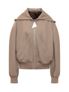 Attico Bomber Wool Gabardine Jacket In Beige