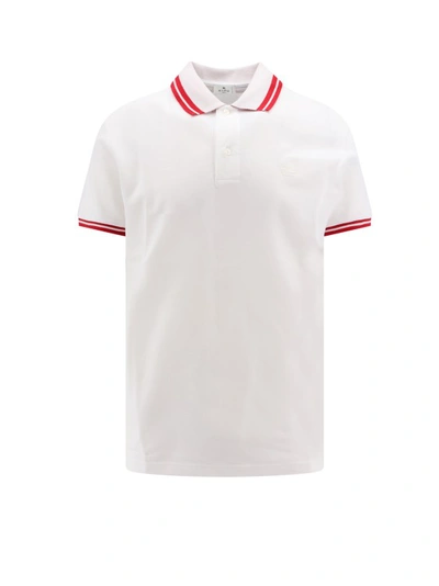 Etro Cotton Polo Shirt With Pegaso Embroidery In White