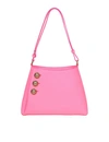 Balmain Emblem Shoulder Bag In Pink Leather In Pink