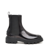 Tod's Polished Leather Ankle Boots In Black