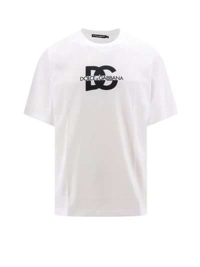 Dolce & Gabbana Cotton T-shirt With Dg Logo Print In White