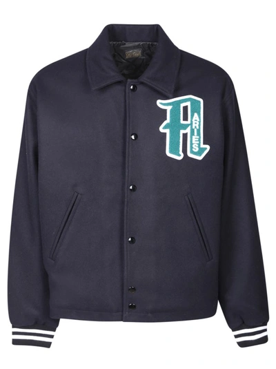 Aries Wool Varsity Jacket In Blue