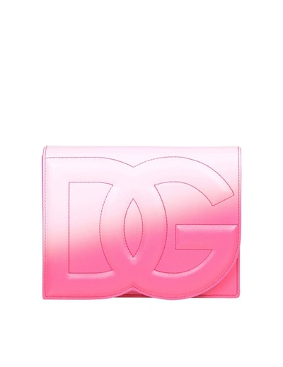 Dolce & Gabbana Crossbody Bag In Leather With Logo Color Pink Degrade'