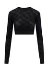 DOLCE & GABBANA VISCOSE MESH TOP WITH ALL-OVER DG LOGO
