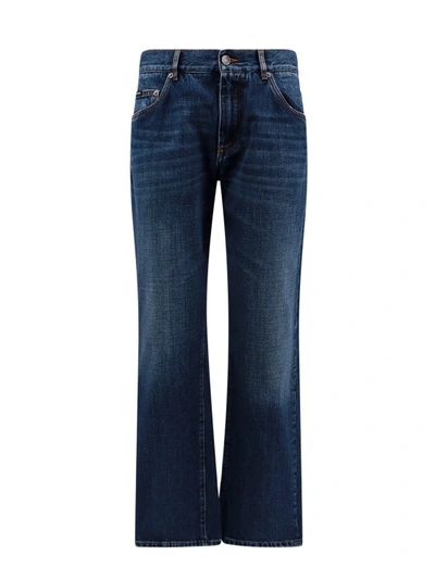 Dolce & Gabbana Cotton Jeans With Back Logo Patch In Blue