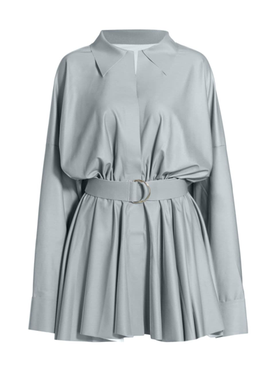 Norma Kamali Super Oversized Boyfriend Mini Shirtdress In Grey