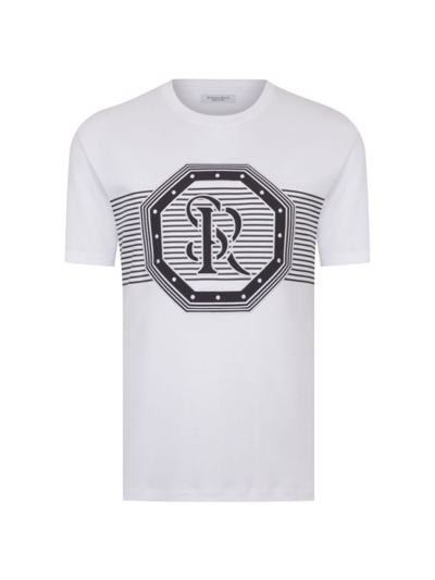 Stefano Ricci Men's Crewneck T-shirt In White Black