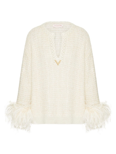 Valentino Women's Jumper In Lurex Mohair And Sequin Thread In Ivory