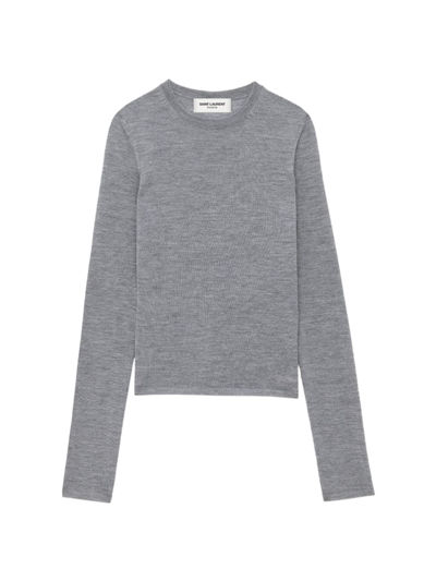 Saint Laurent Wool-blend Crew-neck Jumper In Grey