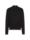 Prada Men's Cashmere And Silk Polo Sweater In Black
