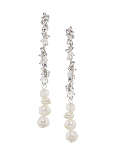 Shashi Women's Kalista Sterling Silver, Cubic Zirconia & Imitation Pearl Drop Earrings In Silver Pearl