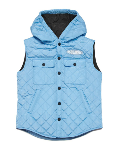 Dsquared2 Kids' Quilted Hooded Vest In Blue