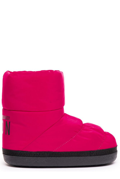 Dsquared2 Kids Logo Printed Round Toe Padded Boots In Pink