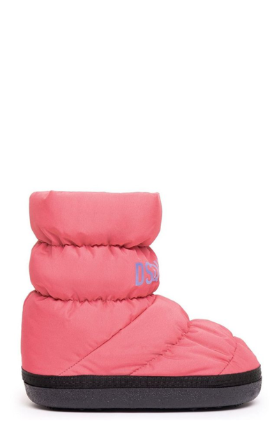 Dsquared2 Kids' Logo-print Quilted Boots In Pink/powder Blue