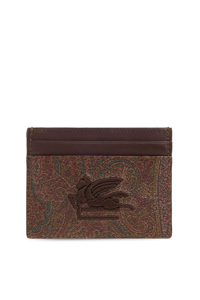 Etro Pegaso Embroidered Card Holder In Multi