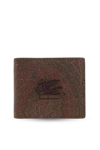 Etro Pegaso Paisley-pattern Wallet In Brown