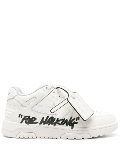 Off-white Out Of Office For Walking White Low Top Sneakers In Leather Woman In White Black
