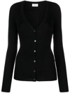 P.a.r.o.s.h . V-neck Ribbed Cardigsn In Nero