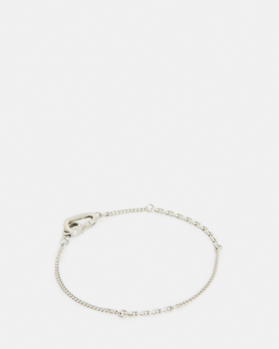 Allsaints Cyrus Curb Chain Sterling Silver Bracelet In Warm Silver