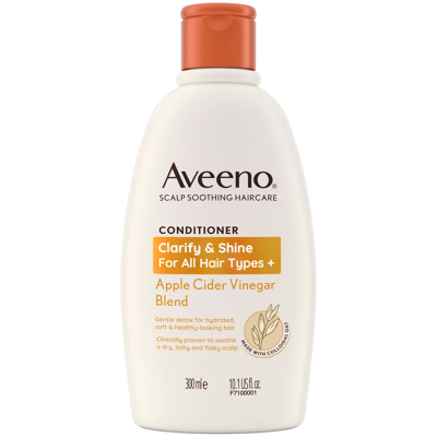 Aveeno Haircare Clarify And Shine+ Apple Cider Vinegar Conditioner 300ml In White