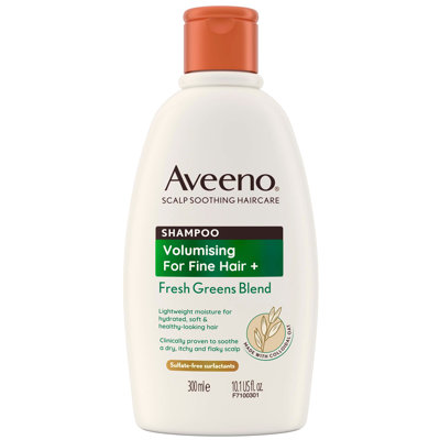 Aveeno Haircare Volumising+ Fresh Greens Blend Shampoo With Rosemary 300ml In White