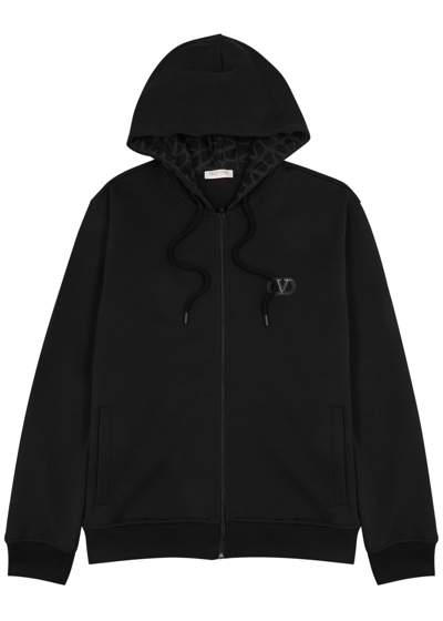 Valentino Toile Iconographe Hooded Jersey Sweatshirt In Black