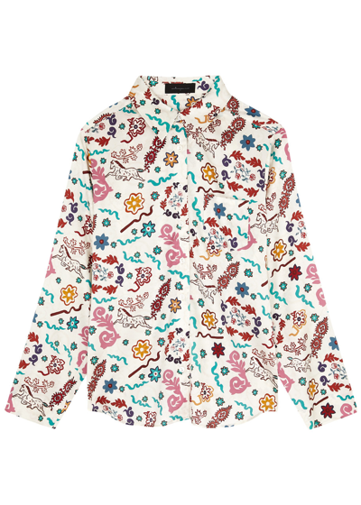 Jessica Russell Flint Danpatch Printed Stretch-silk Pyjama Shirt In Multicoloured