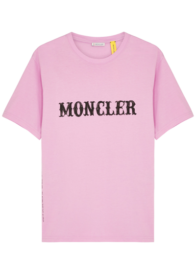 Moncler Frgmt Logo-print Cotton T-shirt In Pink