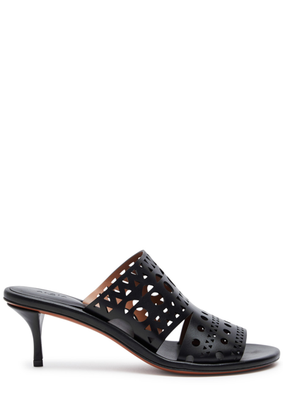 Alaïa Vienne 55 Laser-cut Suede Mules In Black