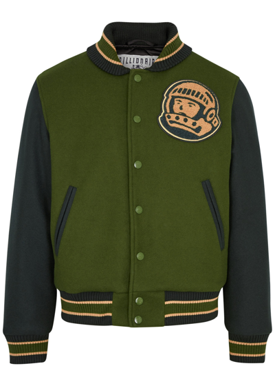 Billionaire Boys Club Astro Head Panelled Felt Varsity Jacket In Green