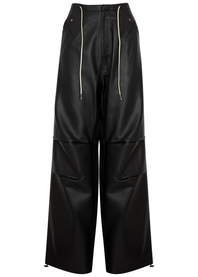 Darkpark Daisy Wide-leg Leather Trousers In Black